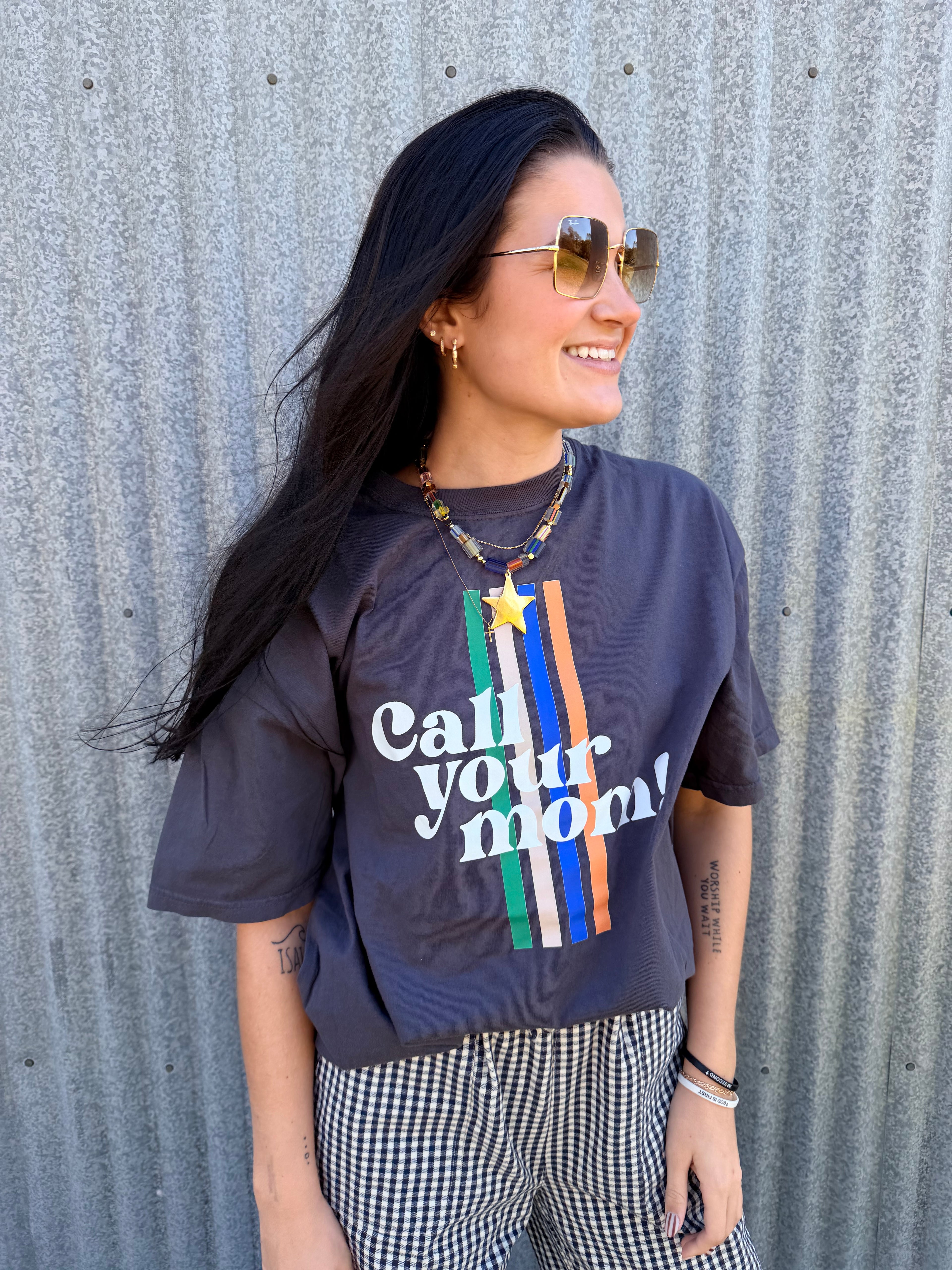 call ur mom graphic tee - graphite