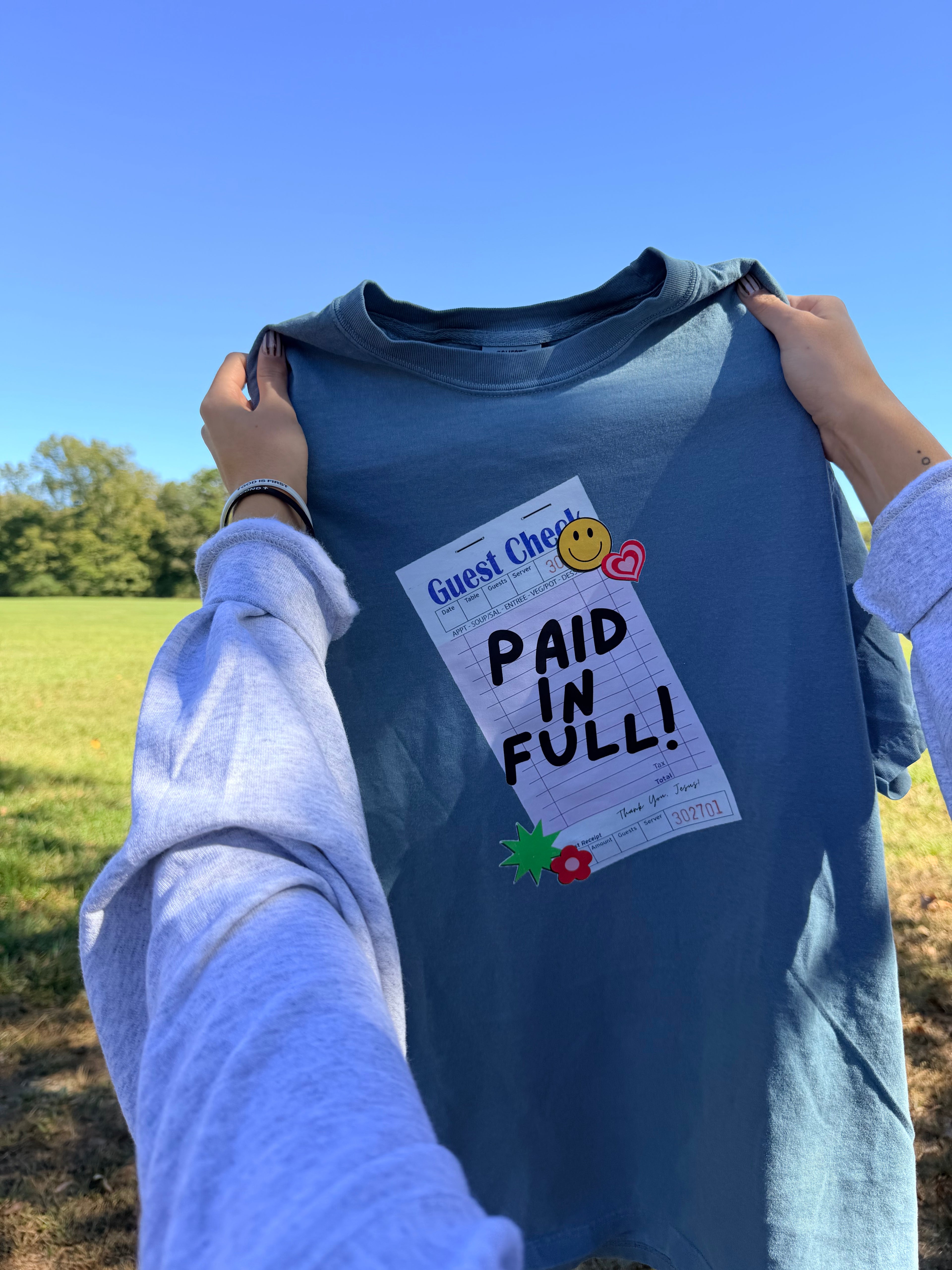 paid in full graphic tee - ice blue